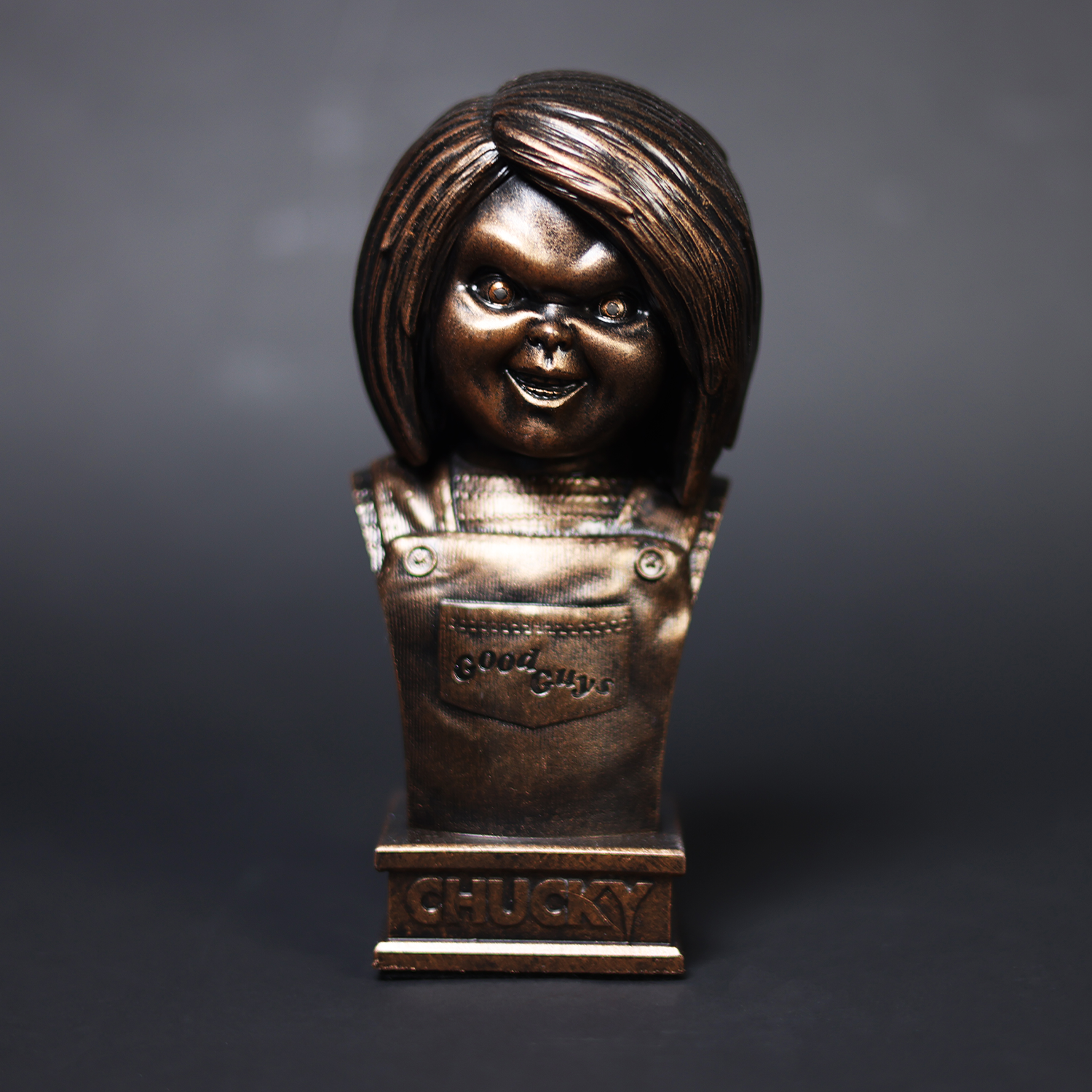Front view of the Chucky Bronze Bust figure
